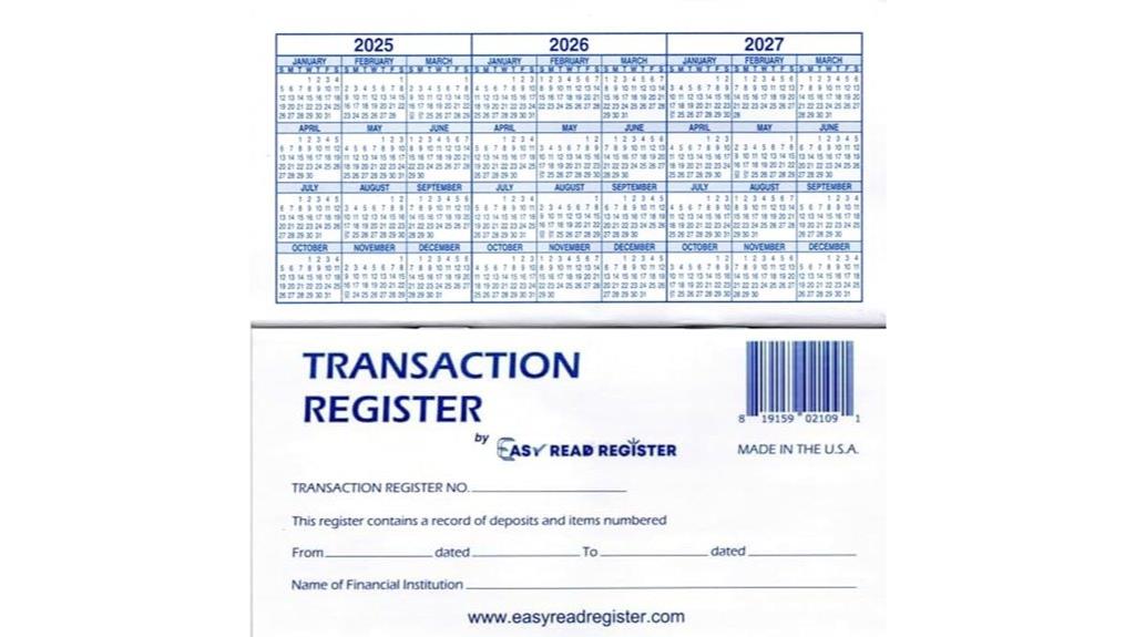 bank account check registers