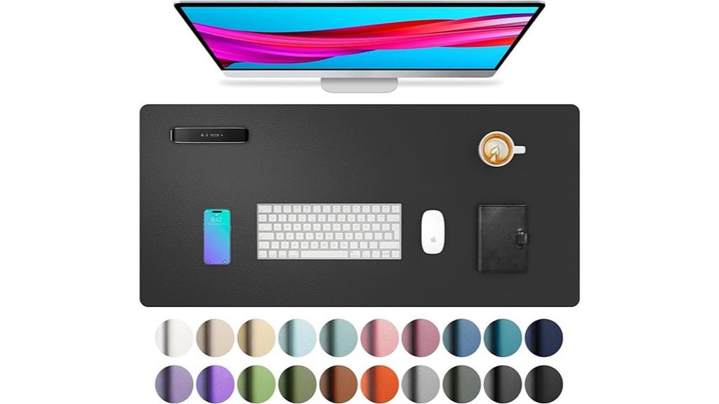 black leather desk protector