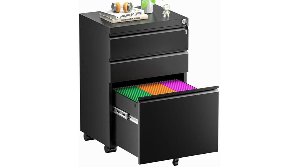 black mobile file cabinet