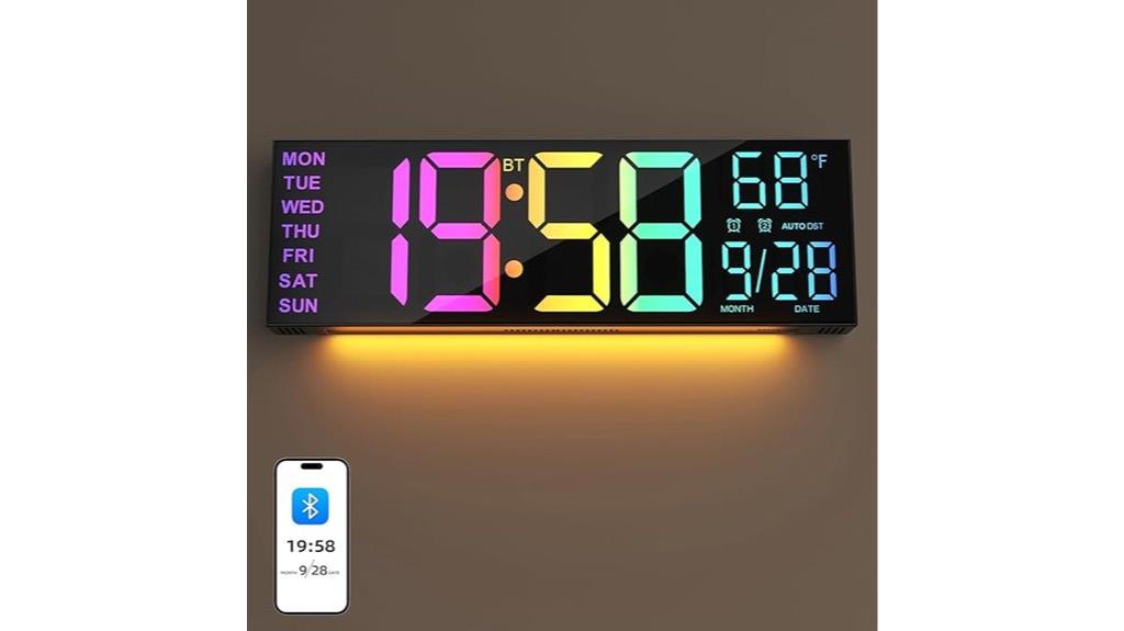 color changing digital wall clock