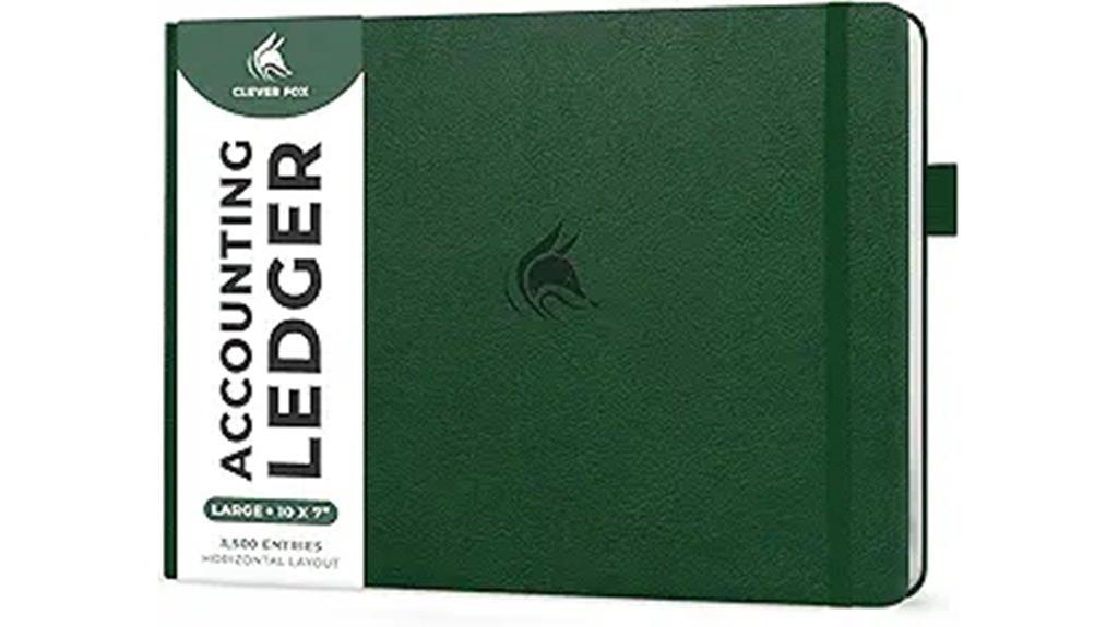 dark green ledger book