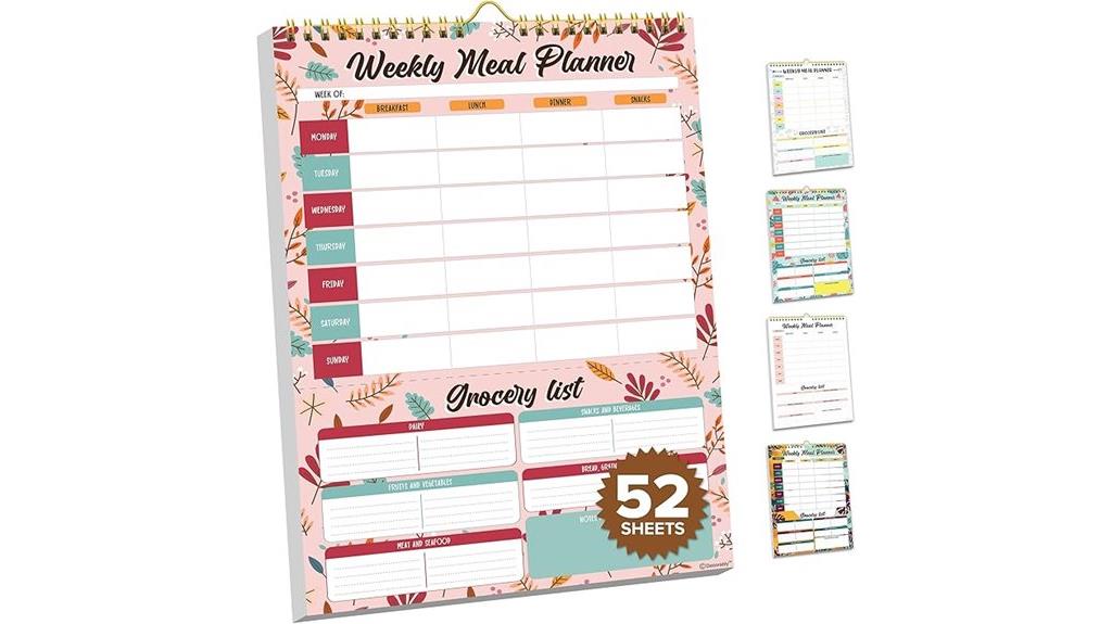 floral pink meal planner