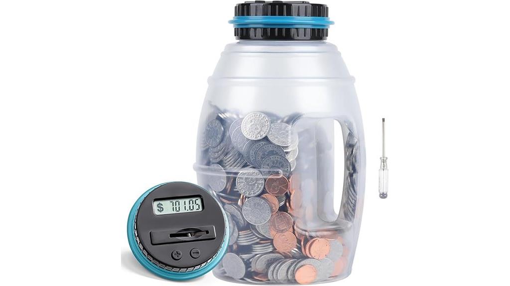 large blue digital coin bank