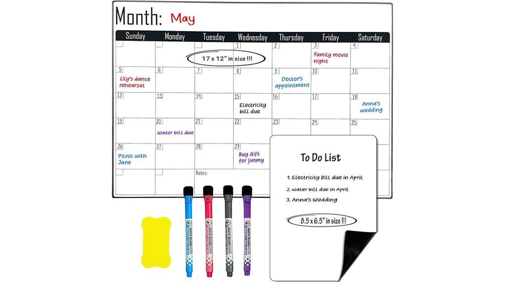large magnetic monthly planner