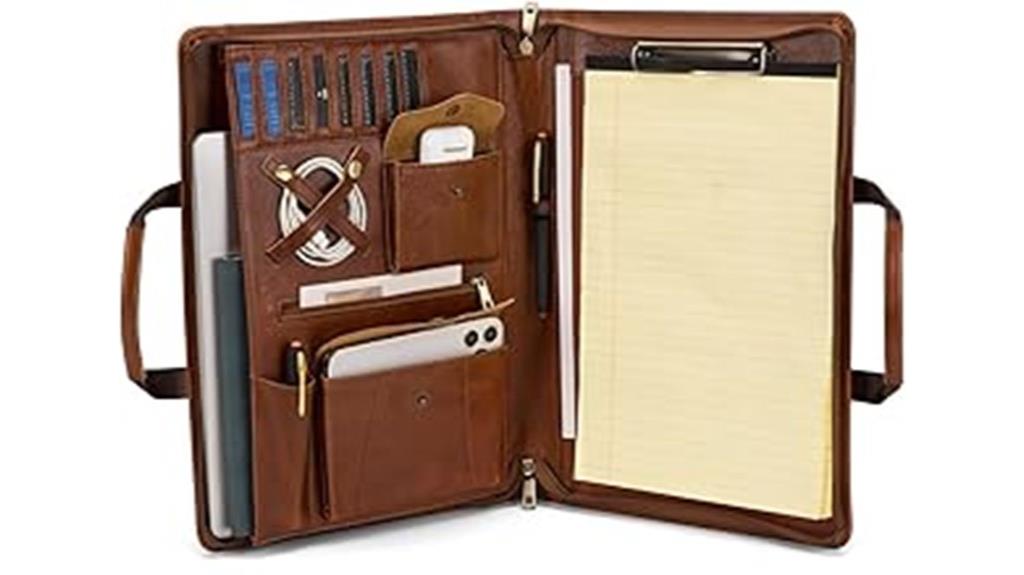leather legal padfolio with zipper
