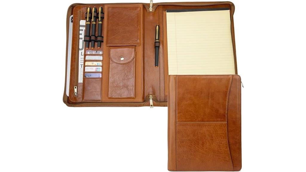 leather portfolio with front pocket