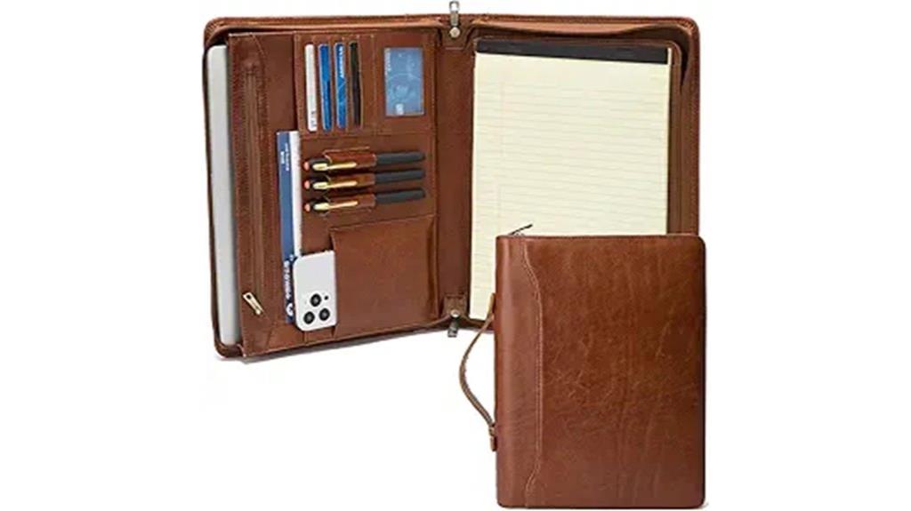 leather portfolio with hidden handle
