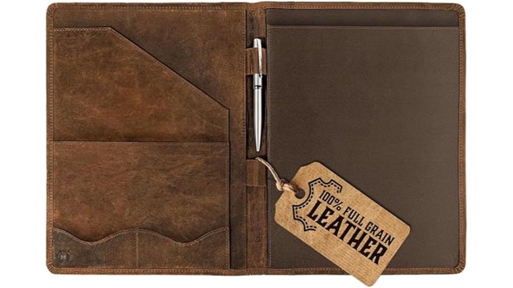 leather portfolio with pen