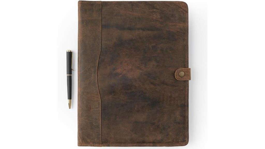 leather portfolio with pen