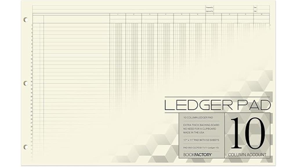 ledger pad with ten columns