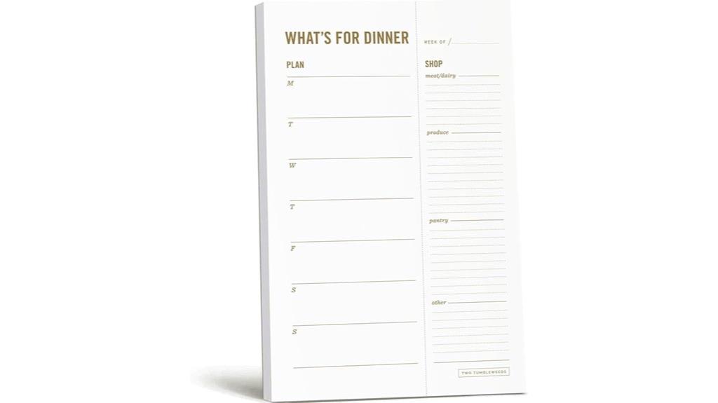 meal planning notepad