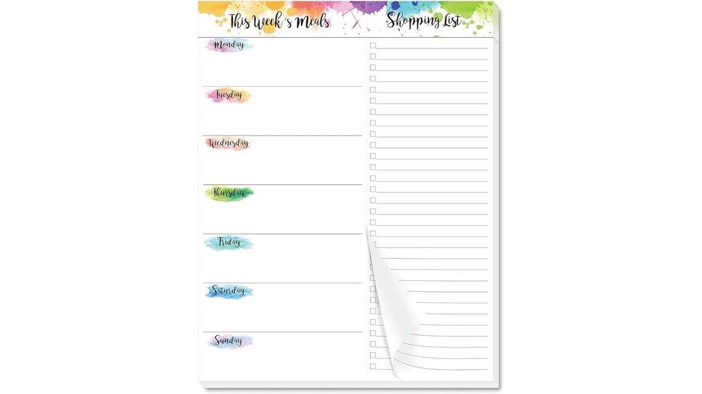 meal planning organizer pages
