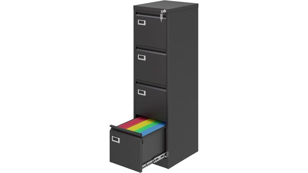 metal filing cabinet with four drawers