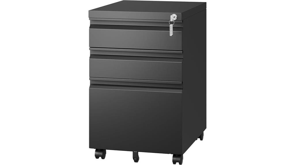 mobile 3 drawer locking cabinet