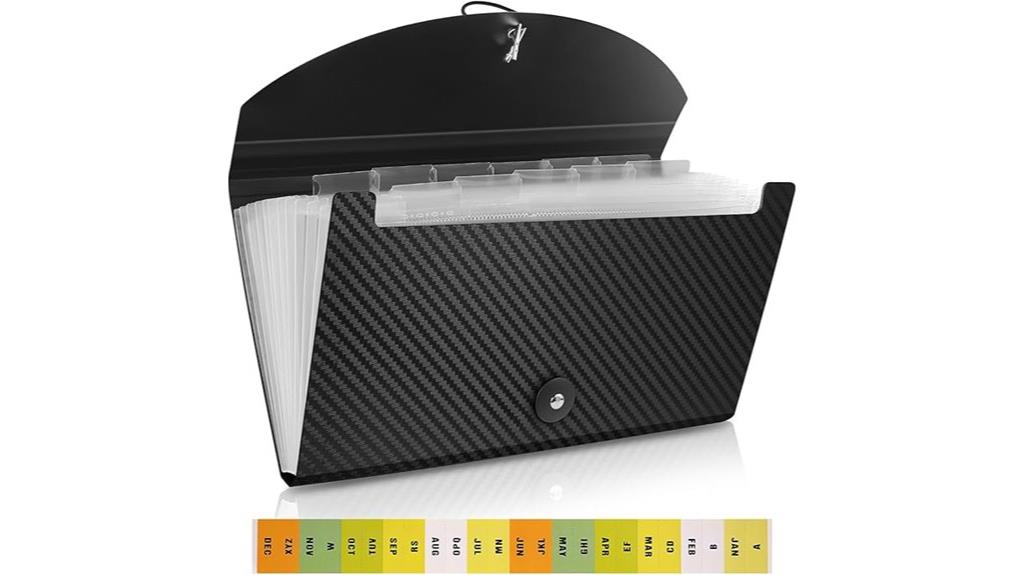 organized receipt holder with thirteen pockets