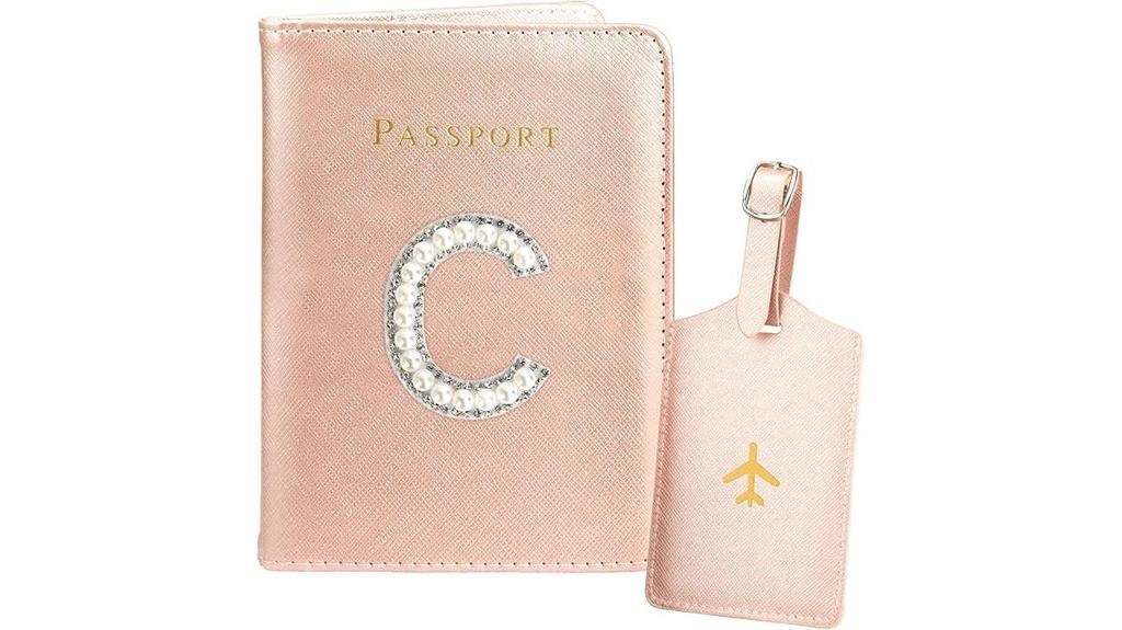 pink leather travel set