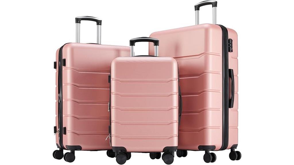 pink luggage set 3 pieces