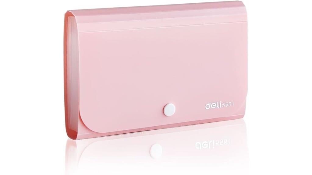 pink tabbed expanding folder