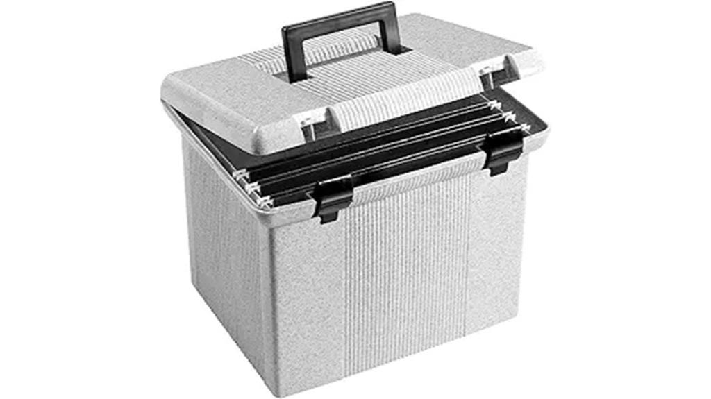 portable file box with rails