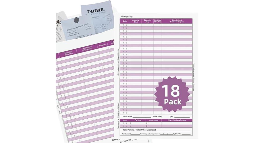 receipt envelopes and log