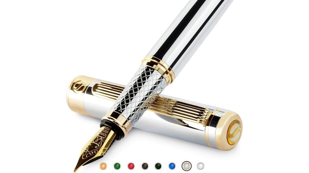 silver chrome gold nib