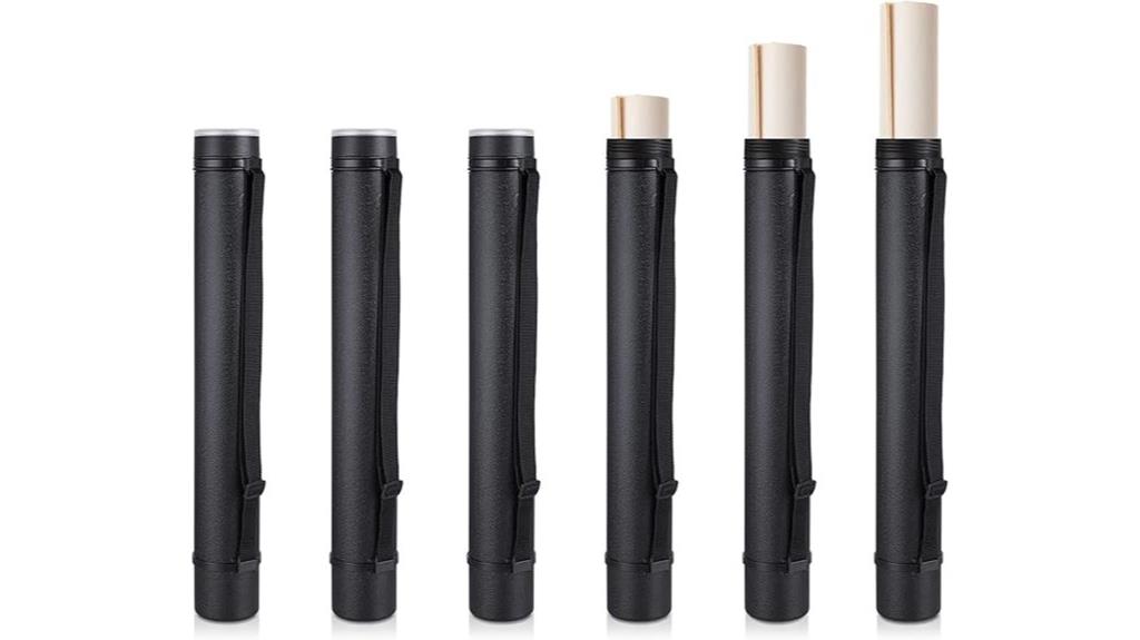 six black poster tubes