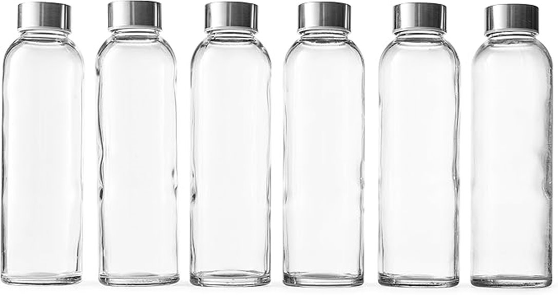 six piece glass bottle set