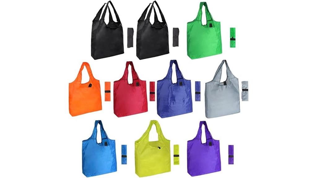 ten foldable grocery bags