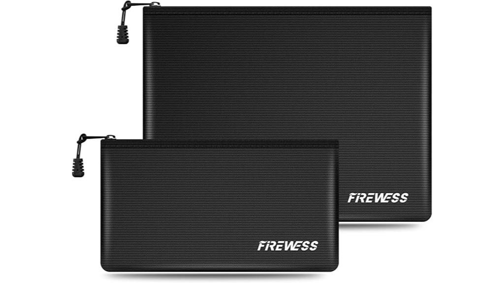 two fireproof document bags
