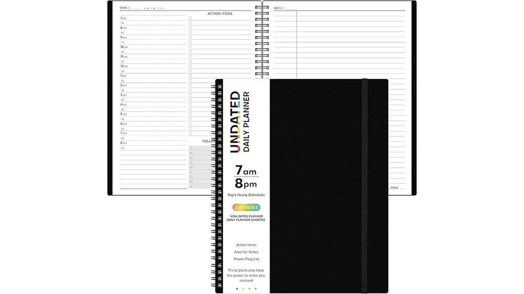 undated spiral bound daily planner