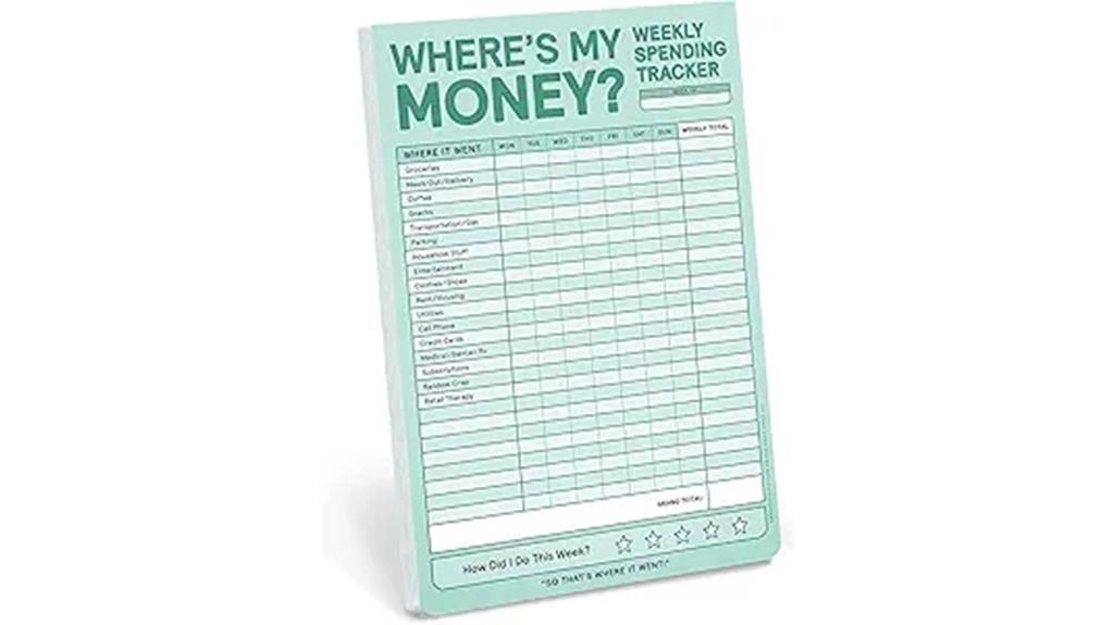 weekly financial record pad