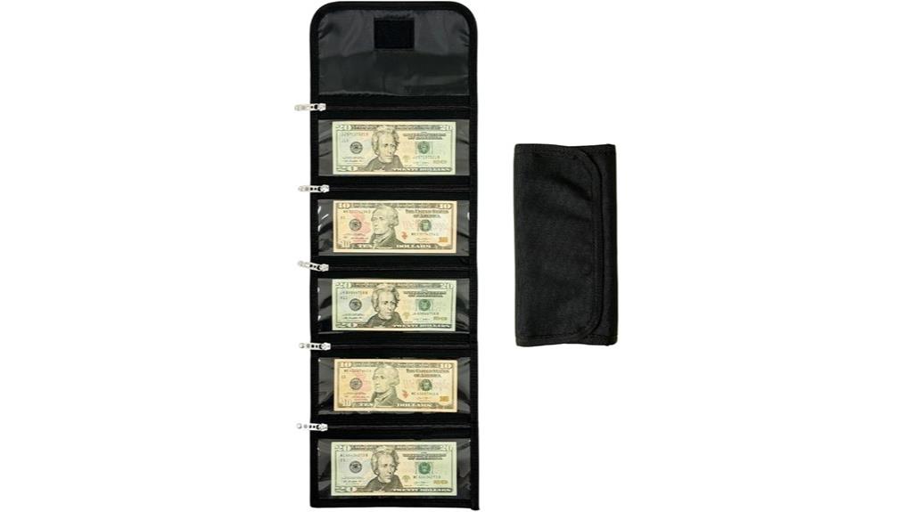 zippered cash currency organizer